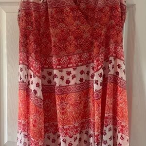 Chaps Red and Orange Midi Dress